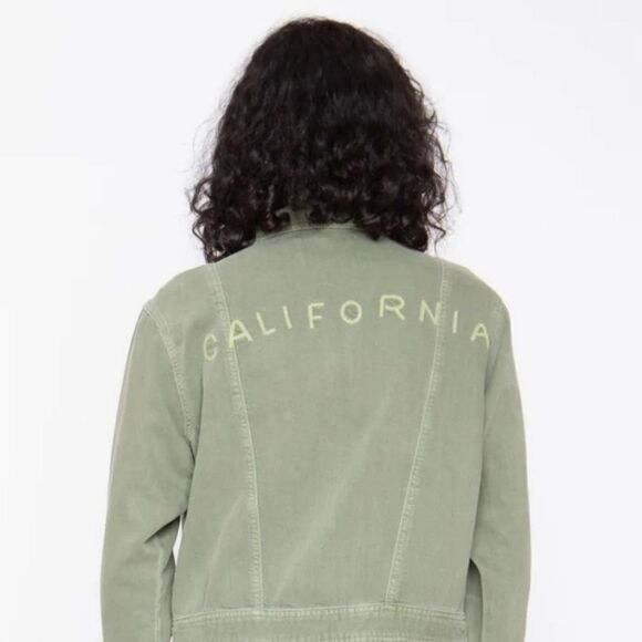 Free People x Sandrine Rose Zip Embroidered Denim Jumpsuit "California" in Army - Picture 5 of 8